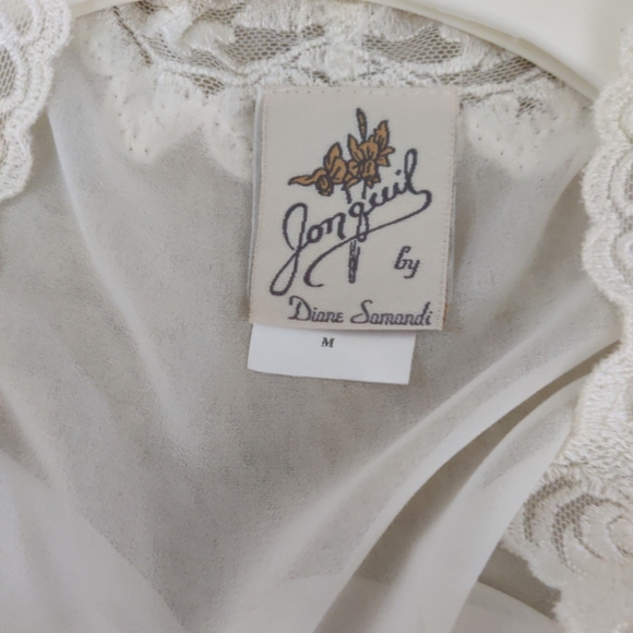 Vintage Jonquil by Diane Samandi Romantic Lace Embroidered Robe M